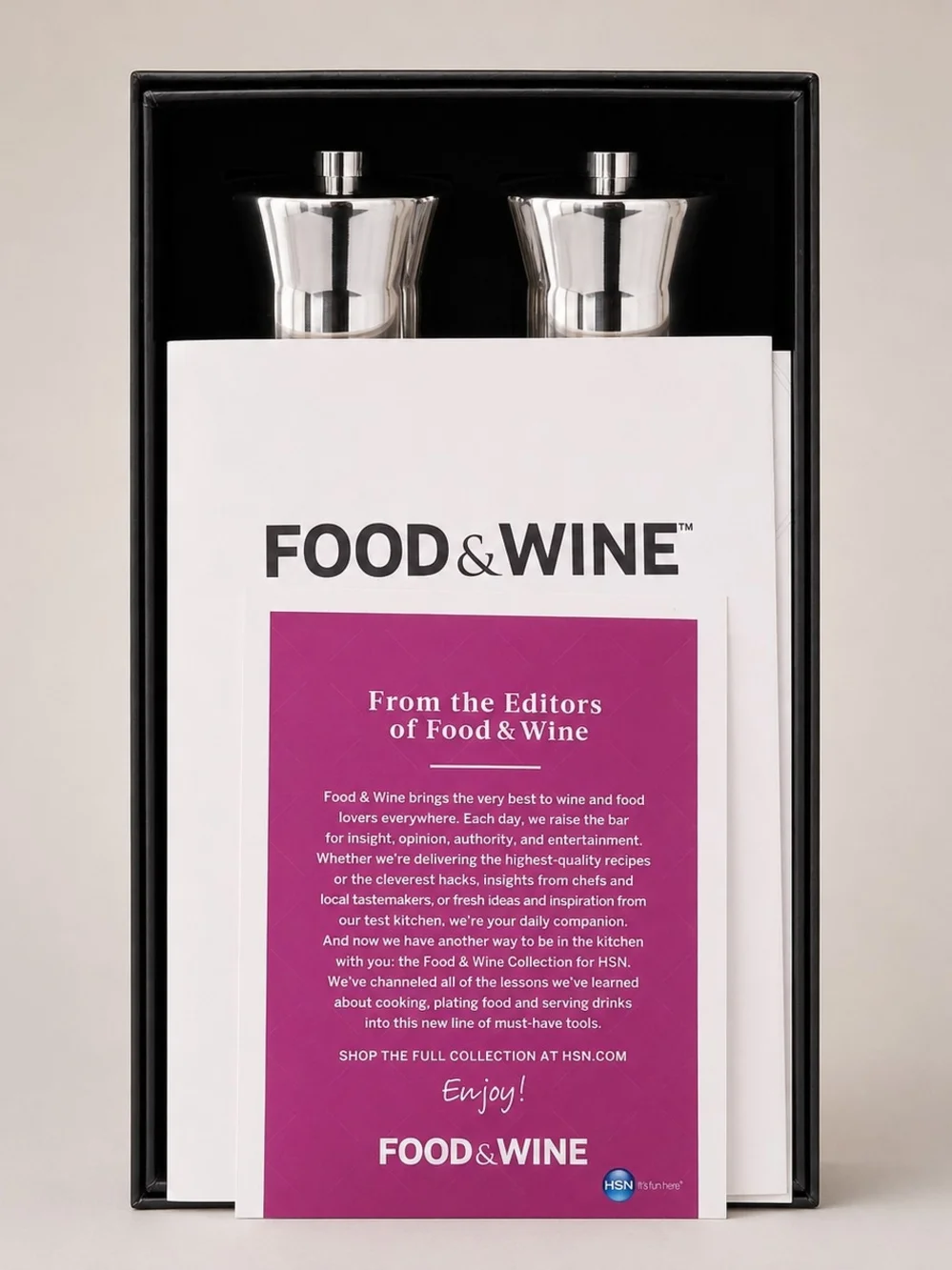 Food & Wine Battery Powered Spice Mill Set of 2 Stainless Steel Boxed
